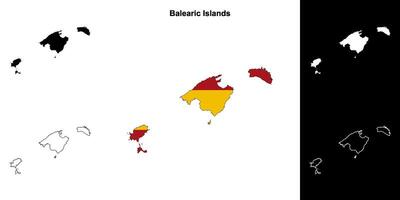 Balearic Islands outline map vector