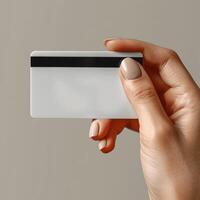 Credit card in hand mockup. photo