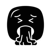 Get your hands on this trendy vomiting emoji icon design vector