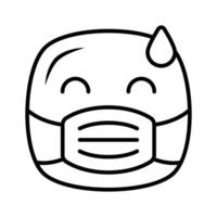 Ill emoji design, face mask on emoji face vector