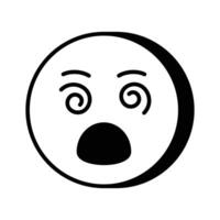 Dizzy emoji icon, dizziness expression design vector