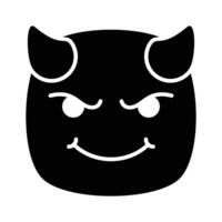Scary devil with horns, customizable emoji icon in trendy style vector