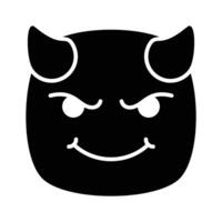 de miedo diablo con cuernos, personalizable emoji icono en de moda estilo vector