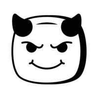 Scary devil with horns, customizable emoji icon in trendy style vector