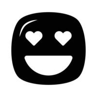 Happy face with heart symbols on eyes, concept icon of in love emoji vector