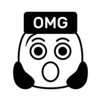 Oh My God expression emoji design, editable vector