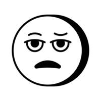 Bored face expression, icon of bored emoji, premium vector