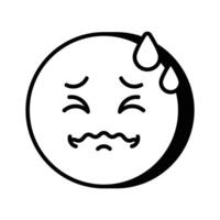 Painful expression, trendy icon of pain emoji, editable vector