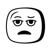 Bored face expression, icon of bored emoji, premium vector