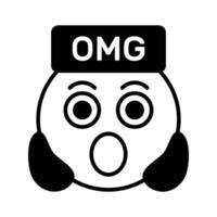 Oh My God expression emoji design, editable vector