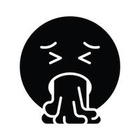 Get your hands on this trendy vomiting emoji icon design vector