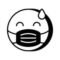 Ill emoji design, face mask on emoji face vector