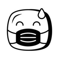 Ill emoji design, face mask on emoji face vector