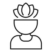 Lotus practice in person mind icon outline . Person asana vector