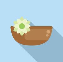 Zen flower bowl icon flat . Therapy spa vector