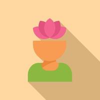 Lotus practice in person mind icon flat . Person asana vector