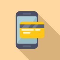 Smartphone credit card icon flat . Pay app online vector