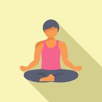 Person lotus pose icon flat . Relax exercise vector