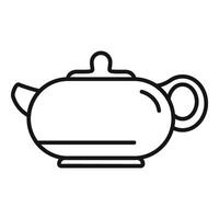 Chinese tea pot icon outline . Traditional china tea vector