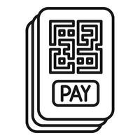 pagar en línea qr código icono contorno . en línea móvil aplicación vector