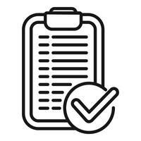 Approved clipboard icon outline . Test checklist vector