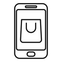 Online shop bag icon outline . Phone mobile app vector