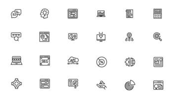 Search Engine Optimization - SEO thin line and marketing icons set. Web Development and Optimization icons. vector