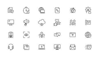 digital negocio lineal íconos colección.conjunto de Delgado línea web icono colocar, sencillo contorno íconos recopilación, píxel Perfecto iconos. vector