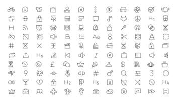 Pixel Perfect. Basic User Interface Essential Set. Line Outline Icons. For App, Web, Print. Editable Stroke. Pixel Stroke Wide with Round Cap and Round Corner vector