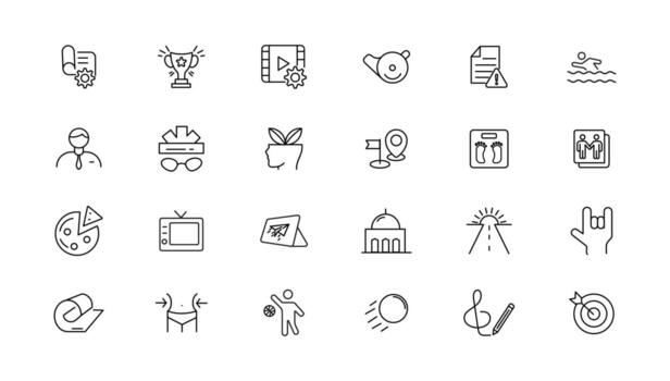 Hobby and recreation linear icons collection.Set of thin line web icon set, simple outline icons collection, Pixel Perfect icons, vector