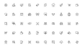 Digital business linear icons collection.Set of thin line web icon set, simple outline icons collection, Pixel Perfect icons,. vector