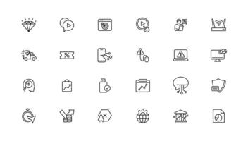 Digital business linear icons collection.Set of thin line web icon set, simple outline icons collection, Pixel Perfect icons,. vector