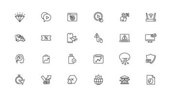 Digital business linear icons collection.Set of thin line web icon set, simple outline icons collection, Pixel Perfect icons,. vector