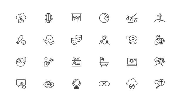 Hobby and recreation linear icons collection.Set of thin line web icon set, simple outline icons collection, Pixel Perfect icons, vector
