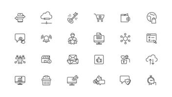 Digital business linear icons collection.Set of thin line web icon set, simple outline icons collection, Pixel Perfect icons,. vector