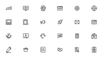 Search Engine Optimization - SEO thin line and marketing icons set. Web Development and Optimization icons. vector