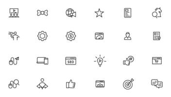 Search Engine Optimization - SEO thin line and marketing icons set. Web Development and Optimization icons. vector