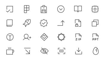 Pixel Perfect. Basic User Interface Essential Set. Line Outline Icons. For App, Web, Print. Editable Stroke. Pixel Stroke Wide with Round Cap and Round Corner vector