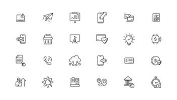 Digital business linear icons collection.Set of thin line web icon set, simple outline icons collection, Pixel Perfect icons,. vector