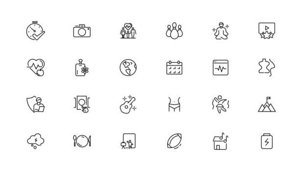 Hobby and recreation linear icons collection.Set of thin line web icon set, simple outline icons collection, Pixel Perfect icons, vector