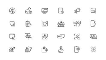 Digital business linear icons collection.Set of thin line web icon set, simple outline icons collection, Pixel Perfect icons,. vector