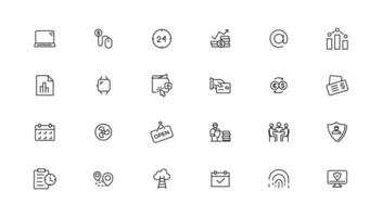 Digital business linear icons collection.Set of thin line web icon set, simple outline icons collection, Pixel Perfect icons,. vector