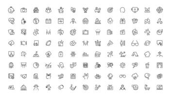 Hobby and recreation linear icons collection.Set of thin line web icon set, simple outline icons collection, Pixel Perfect icons, vector