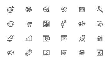 Search Engine Optimization - SEO thin line and marketing icons set. Web Development and Optimization icons. vector