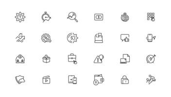 Digital business linear icons collection.Set of thin line web icon set, simple outline icons collection, Pixel Perfect icons,. vector