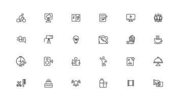 Hobby and recreation linear icons collection.Set of thin line web icon set, simple outline icons collection, Pixel Perfect icons, vector