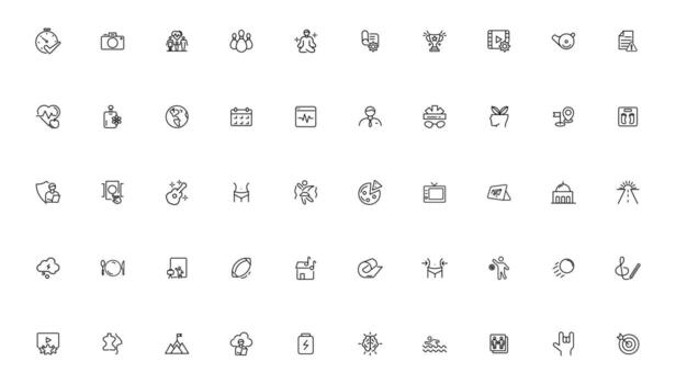 Hobby and recreation linear icons collection.Set of thin line web icon set, simple outline icons collection, Pixel Perfect icons, vector