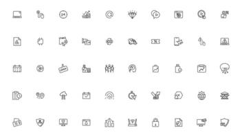 Digital business linear icons collection.Set of thin line web icon set, simple outline icons collection, Pixel Perfect icons, vector