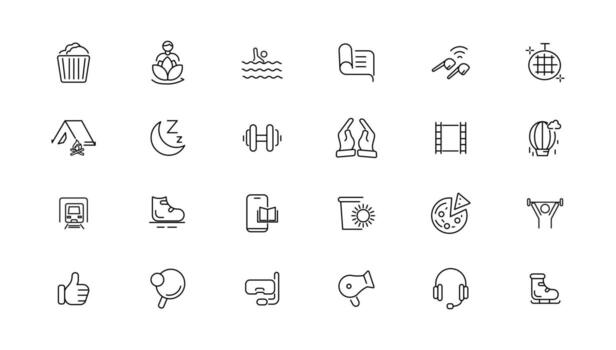 Hobby and recreation linear icons collection.Set of thin line web icon set, simple outline icons collection, Pixel Perfect icons, vector