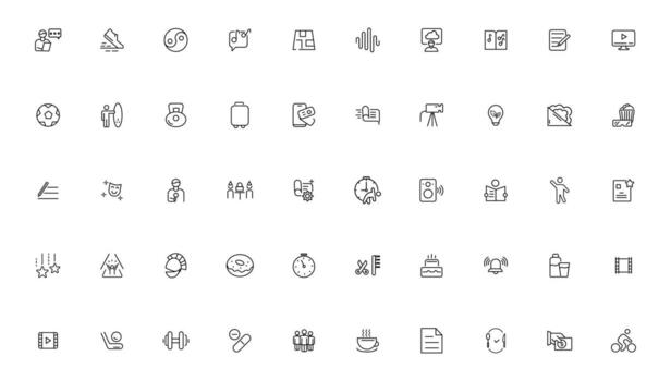 Hobby and recreation linear icons collection.Set of thin line web icon set, simple outline icons collection, Pixel Perfect icons, vector